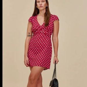 Reformation Janine minidress size 8, red polka-dot